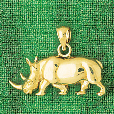 Rhino Pendant Necklace Charm Bracelet in Yellow, White or Rose Gold 2593