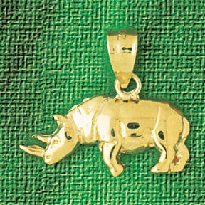 Rhino Pendant Necklace Charm Bracelet in Yellow, White or Rose Gold 2594