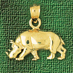 Rhino Pendant Necklace Charm Bracelet in Yellow, White or Rose Gold 2595