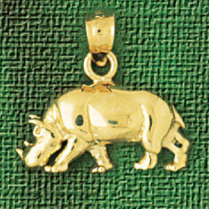 Dazzlers Jewelry Rhino Pendant Necklace Charm Bracelet in Yellow, White or Rose Gold 2595, MPN: DZ-…