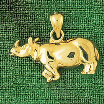 Rhino Pendant Necklace Charm Bracelet in Yellow, White or Rose Gold 2596
