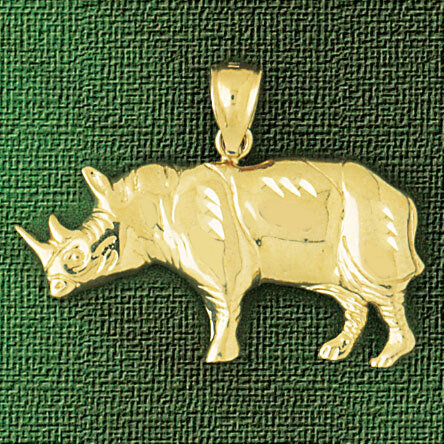 Rhino Pendant Necklace Charm Bracelet in Yellow, White or Rose Gold 2597