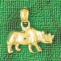 Rhino Pendant Necklace Charm Bracelet in Yellow, White or Rose Gold 2598