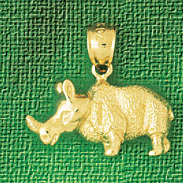 Rhino Pendant Necklace Charm Bracelet in Yellow, White or Rose Gold 2600