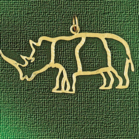 Rhino Pendant Necklace Charm Bracelet in Yellow, White or Rose Gold 2602