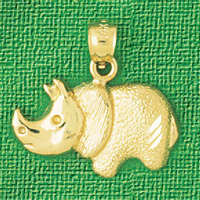 Rhinoceros Pendant Necklace Charm Bracelet in Yellow, White or Rose Gold 2604