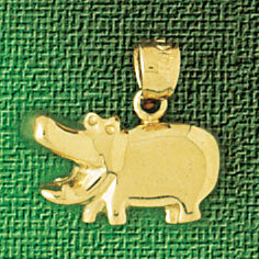 Hippo Pendant Necklace Charm Bracelet in Yellow, White or Rose Gold 2607