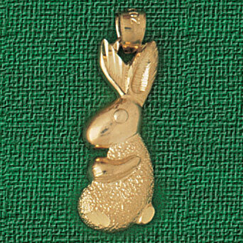 Rabbit Pendant Necklace Charm Bracelet in Yellow, White or Rose Gold 2729