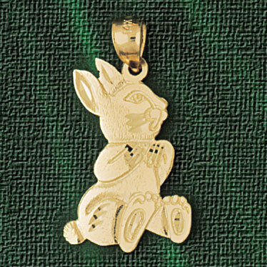 Rabbit Pendant Necklace Charm Bracelet in Yellow, White or Rose Gold 2730