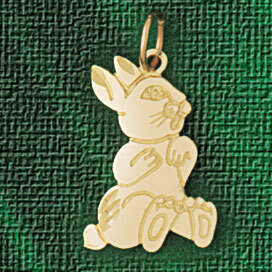 Rabbit Pendant Necklace Charm Bracelet in Yellow, White or Rose Gold 2731