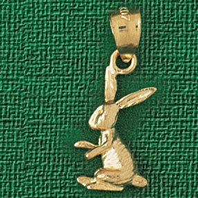 Rabbit Pendant Necklace Charm Bracelet in Yellow, White or Rose Gold 2734