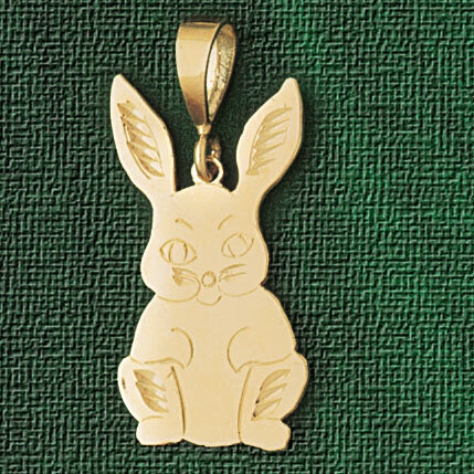 Rabbit Pendant Necklace Charm Bracelet in Yellow, White or Rose Gold 2736