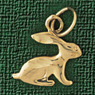 Rabbit Pendant Necklace Charm Bracelet in Yellow, White or Rose Gold 2746
