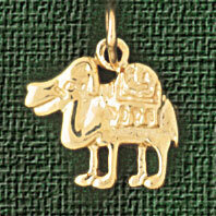 Camel Pendant Necklace Charm Bracelet in Yellow, White or Rose Gold 2674