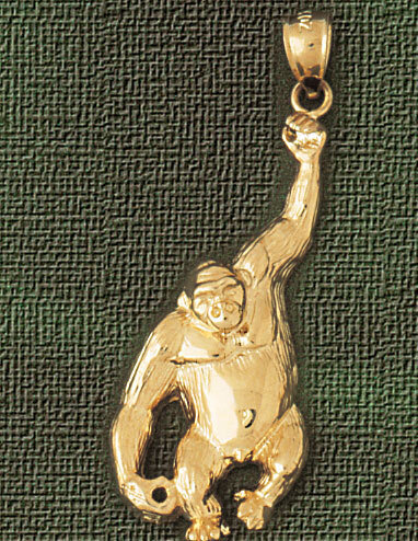 Monkey Pendant Necklace Charm Bracelet in Yellow, White or Rose Gold 2680