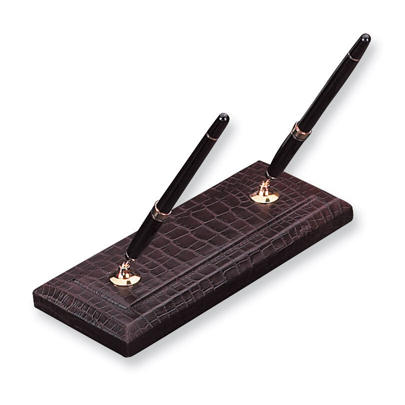 Brown Leather Double Pen Stand GL2651, MPN: GL2651, 797140350187