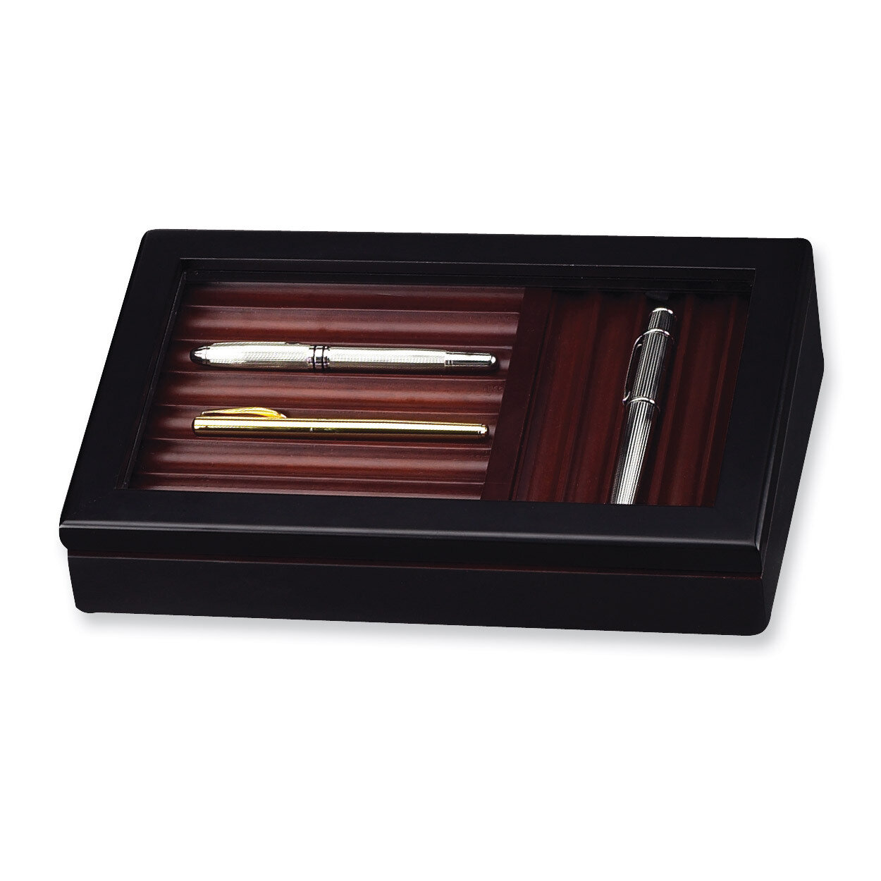 Black & Burgundy Wooden 13 Pen Storage Box GL3263