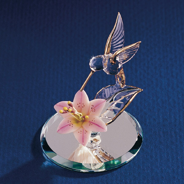 Hummingbird & Lily Glass Figurine GL3736