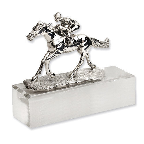 Silver-plated Horse and Jockey Crystal Award GL3824