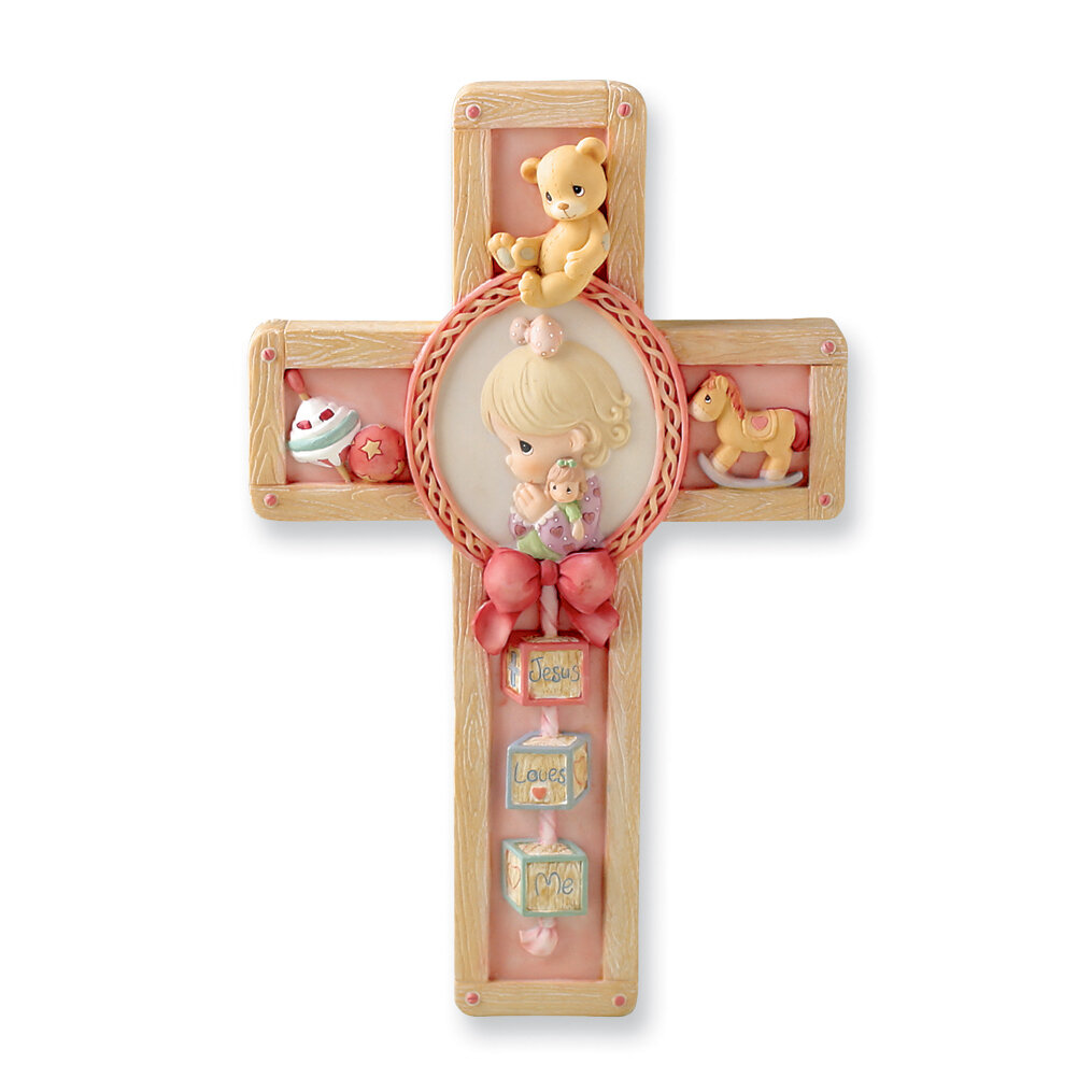 Precious Moments Pink Praying Girl Cross Plaque GL516, MPN: GL516, 45544701389