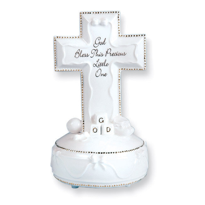 Porcelain Jesus Loves Me Musical Baby Cross GL5411, MPN: GL5411, 89945121964