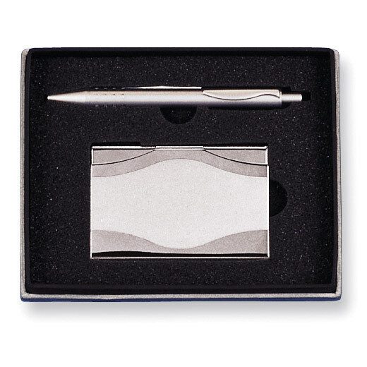 Silver-tone Business Card Case &amp; Pen 2-piece Gift Set GL7988, MPN: GL7988, 788089050597