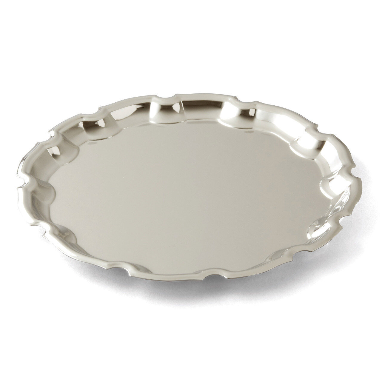 Nickle-plated Round 12inch Chippendale Tray GM10023