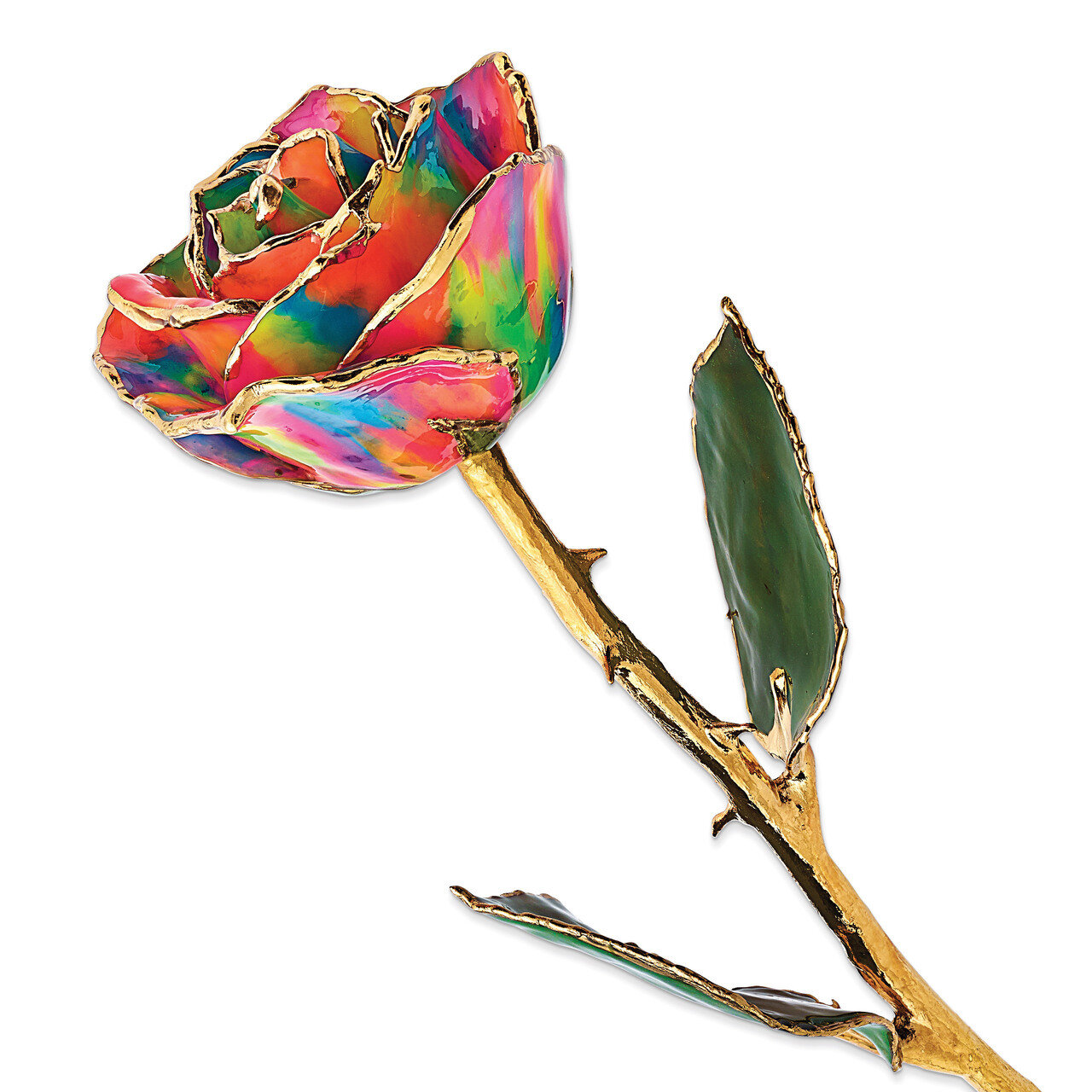 Lacquer Dipped Gold Trim Paradise Neon Tie Dyed Rose GM10616