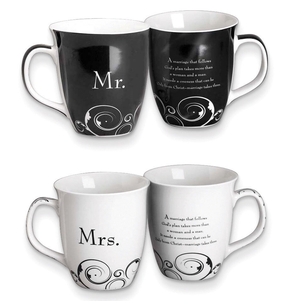 Common Grounds 16 oz Mr. &amp; Mrs. Stoneware Mug Set GM11008, MPN: GM11008, 603799343176