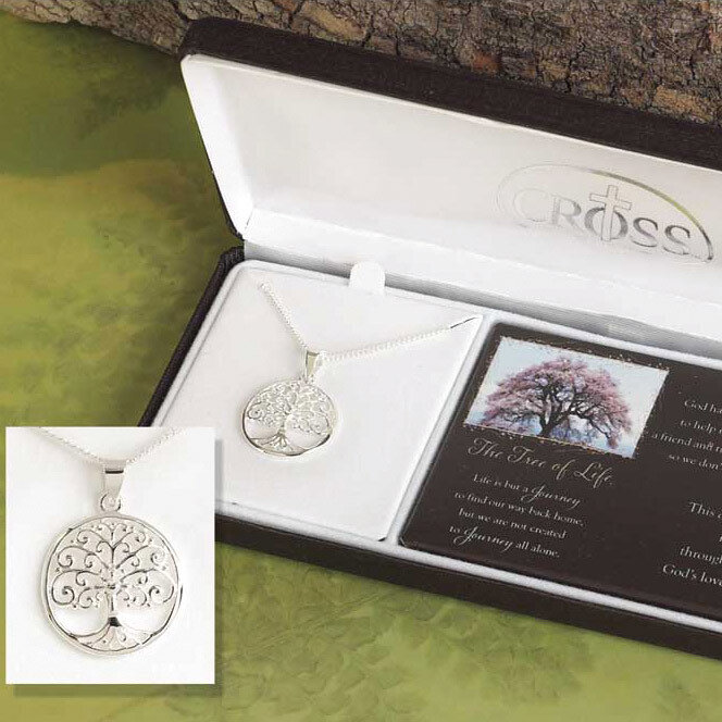 Cherishables Silver-plated Metal Jesus Tree Of Life Necklace GM11132