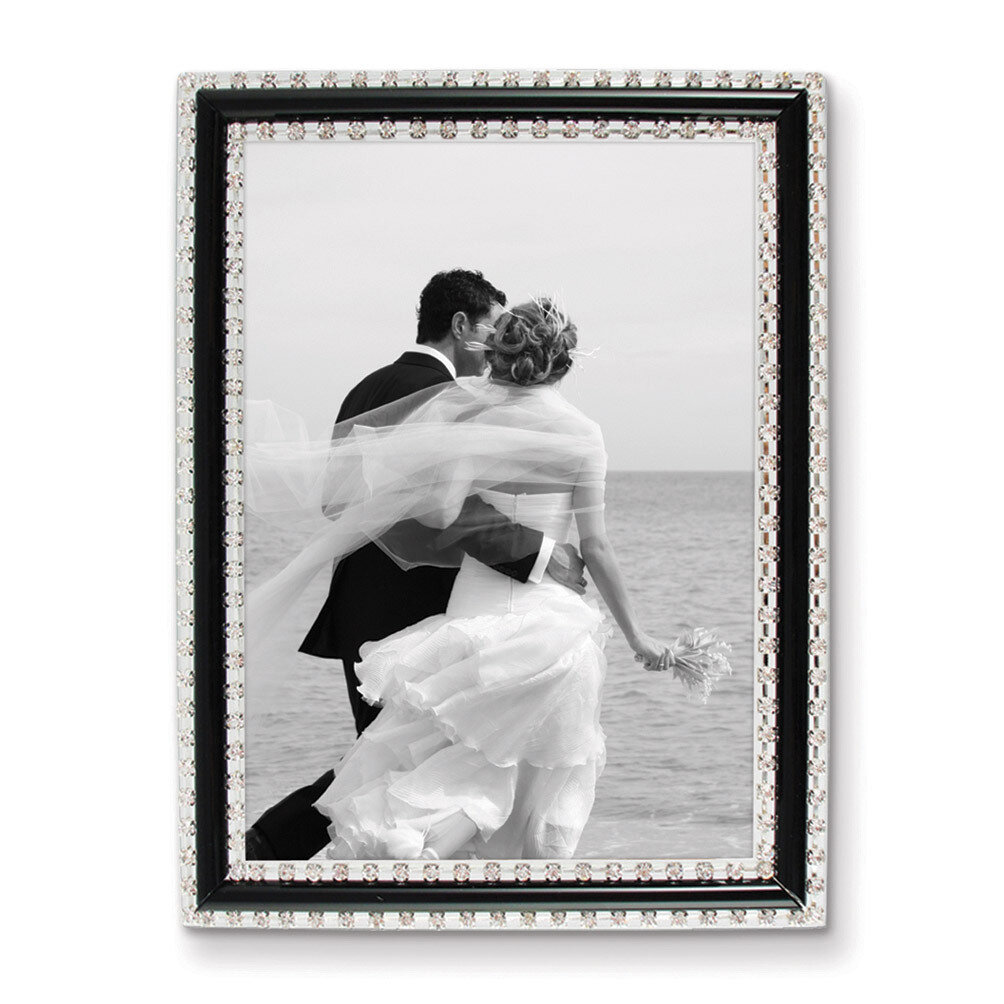 Clear Optical Glass with Crystals & Black Border 4 x 6 Inch Picture Frame GM11470