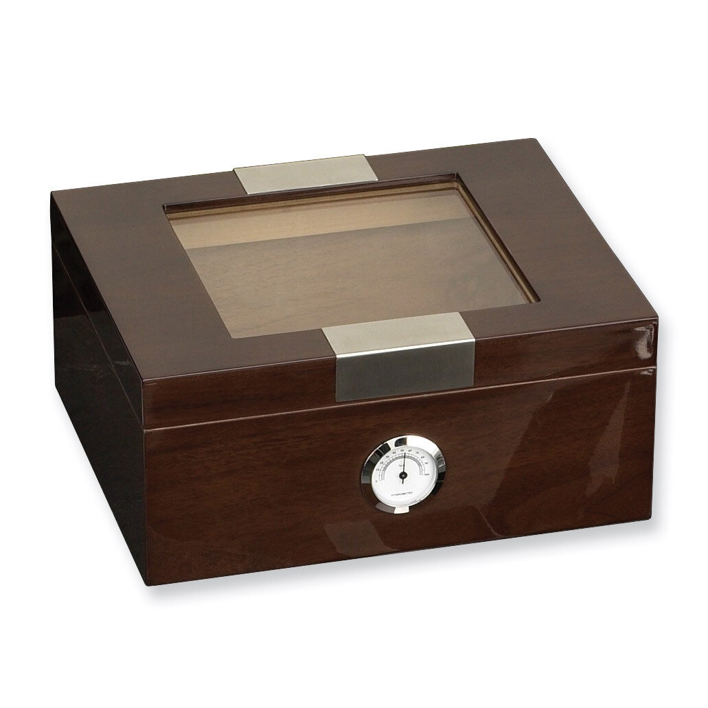 Lacquered Walnut Wood (Holds 60) Cedar Lined Humidor GM115