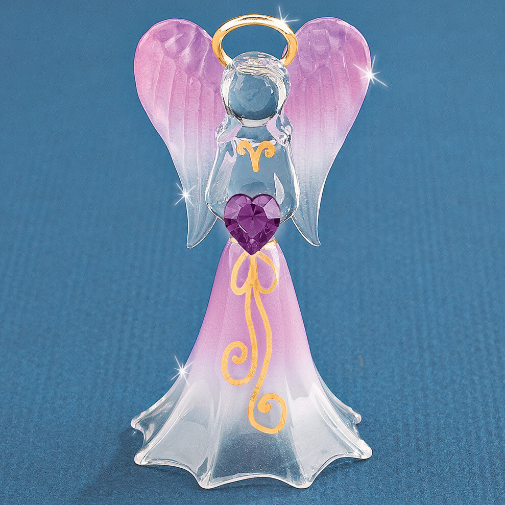 Lavender Angel with Crystal Glass Figurine GM1155
