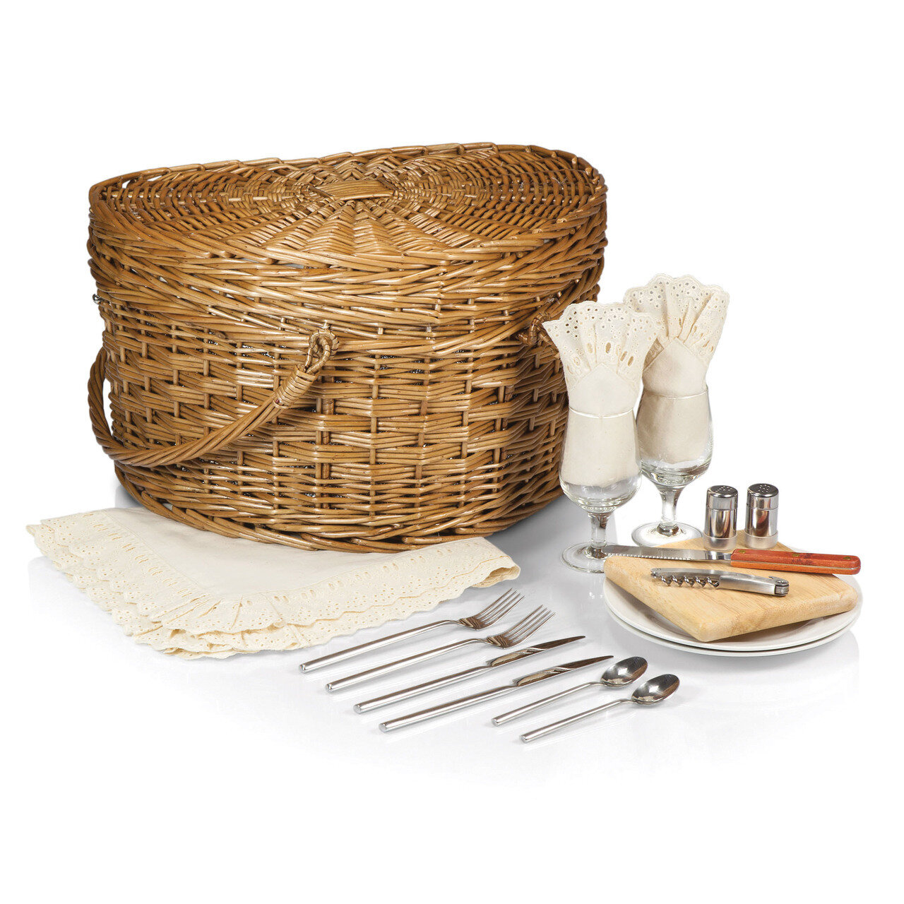 Willow Wedding Heart Picnic Basket with Ivory Lining GM12005