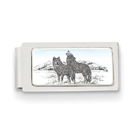 Barlow Designs Color Wolves Hinged Money Clip GM12251