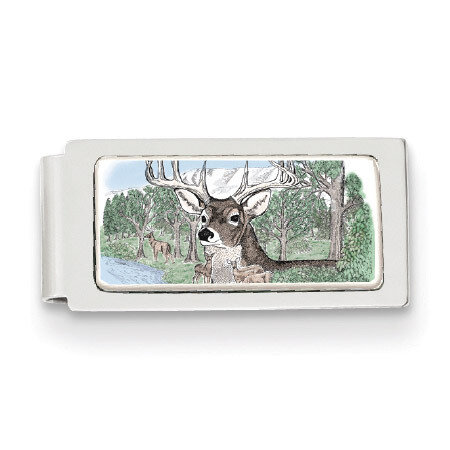 Barlow Designs Color Deer Portrait Hinged Money Clip GM12258