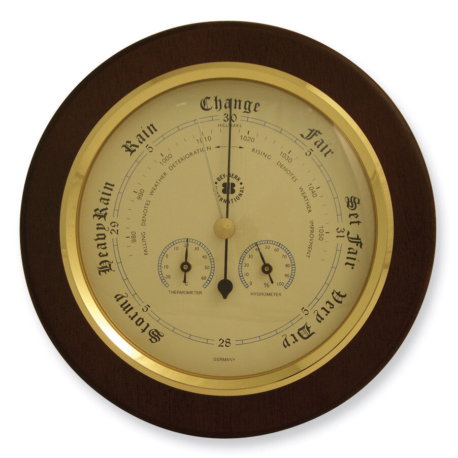 Brass and Cherry Wood Weather Station GM128