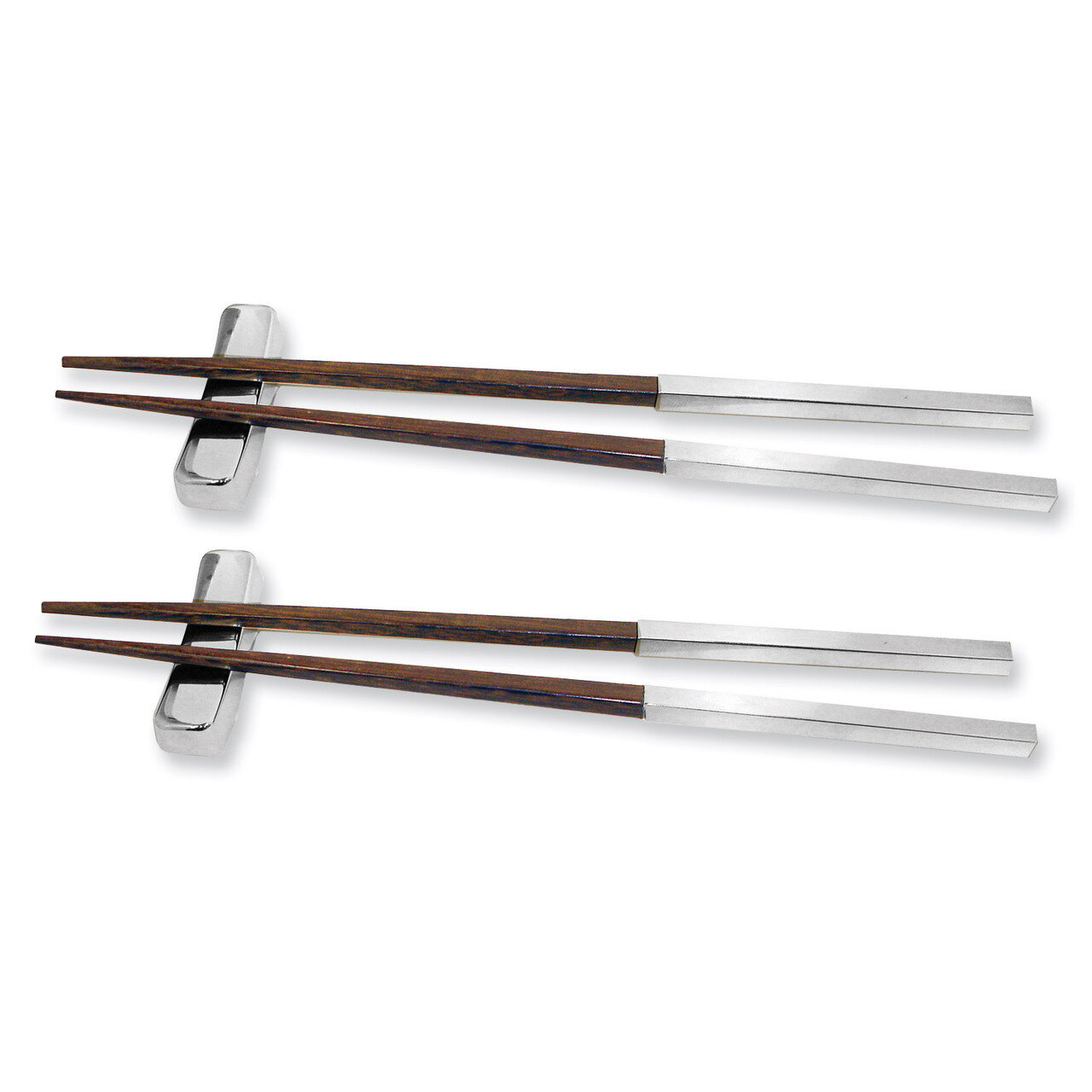 Silver-tone and Wooden Chopsticks With Rests GM2165