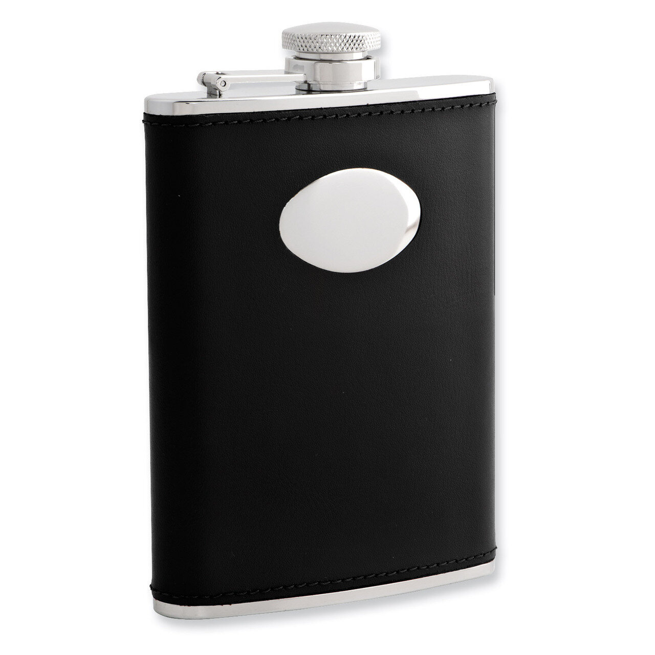 Black Leather 6oz Stainless Steel Flask with Funnel GM3811, MPN: GM3811, 788089036638