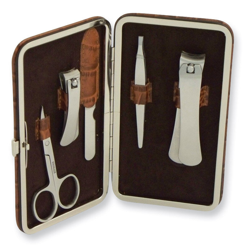 Brown Leather Five-piece Manicure Set GM4092, MPN: GM4092, 797140512004