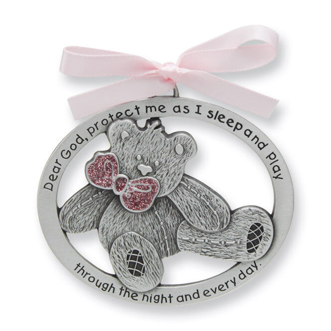 Pink Epoxy Teddy Bear Crib Medal GM4172