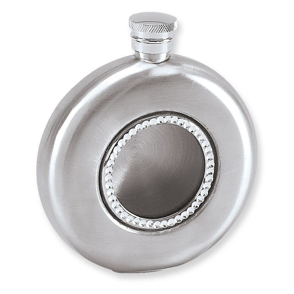 4.5oz Brushed Stainless Steel &amp; Crystal Flask GM4266