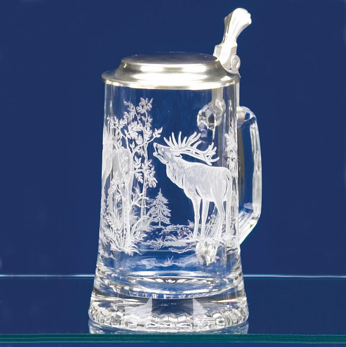13.5 oz. Glass Elk Stein with Pewter Lid GM5377, MPN: GM5377, 610939059019
