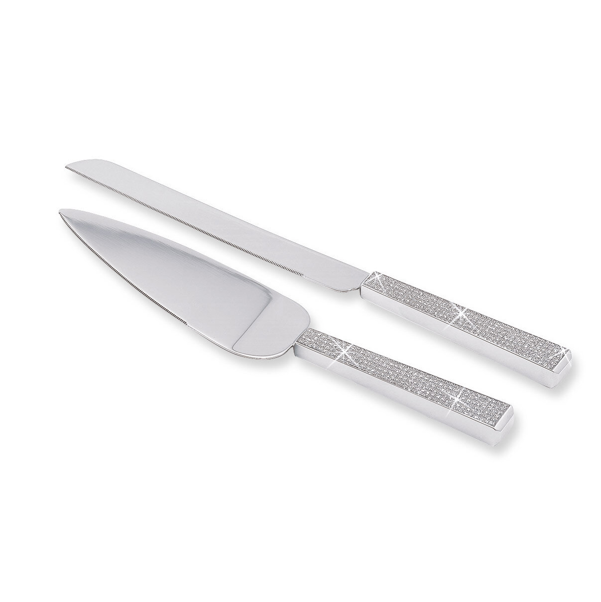 Nickel-plated Silver Glitter Cake Knife and Server Set GM625