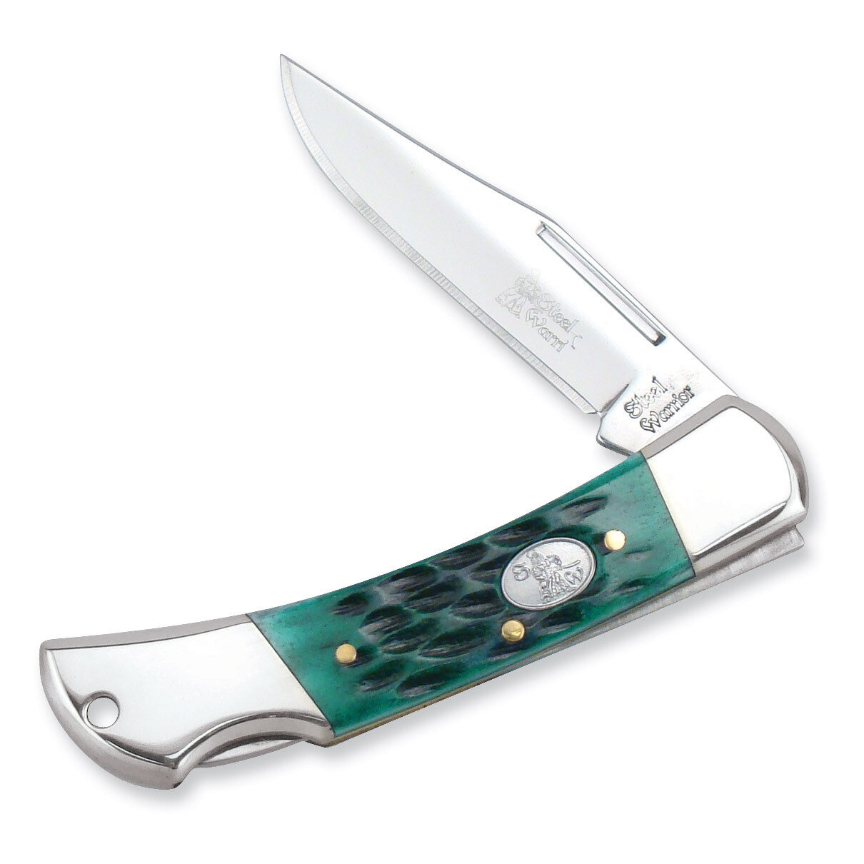 Little Warrior Lockback Jade Green Bone Knife GM6419