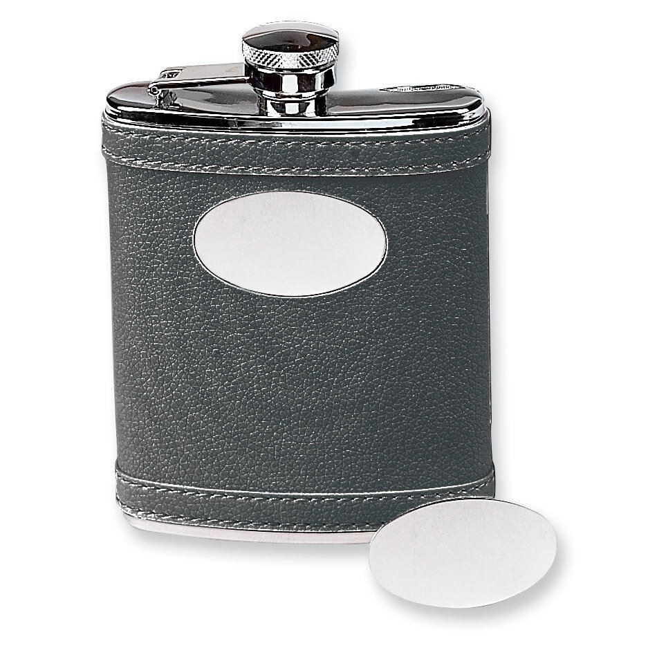 6 oz. Stainless Steel Faux Leather Black Flask GM685, MPN: GM685, 47105210347