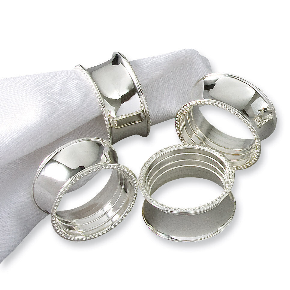 Set of 4 Silver-plated Beaded Napkin Rings GM6915