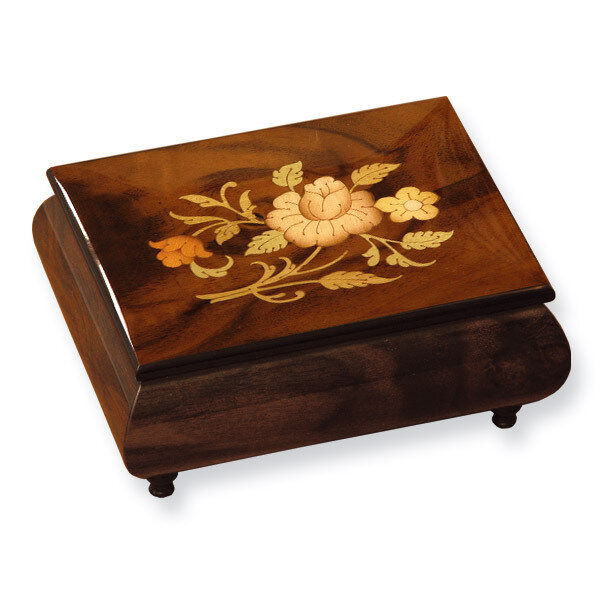 Brown Floral Inlay Music Box GM7521