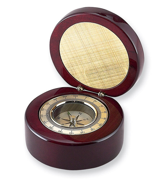Round Wood Box with a Compass GM775