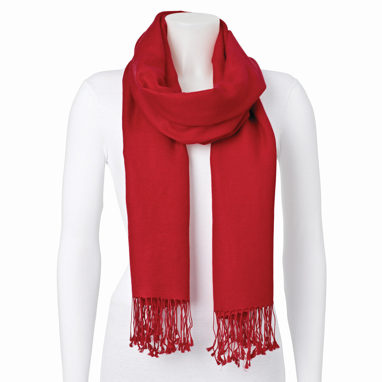 Red Silk Wool Blend Pashmina Scarf GM8344, MPN: GM8344, 191101416729